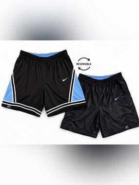 Nike reversible vintage Black Shorts with Blue and White Stripes size‎ large